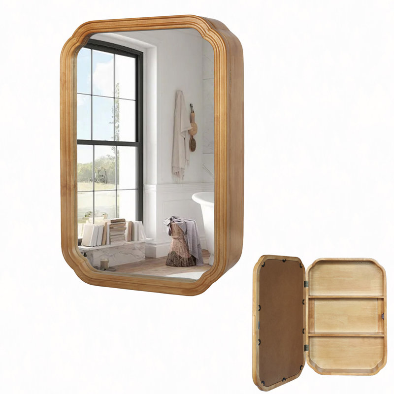 Armoire murale en bois avec miroir