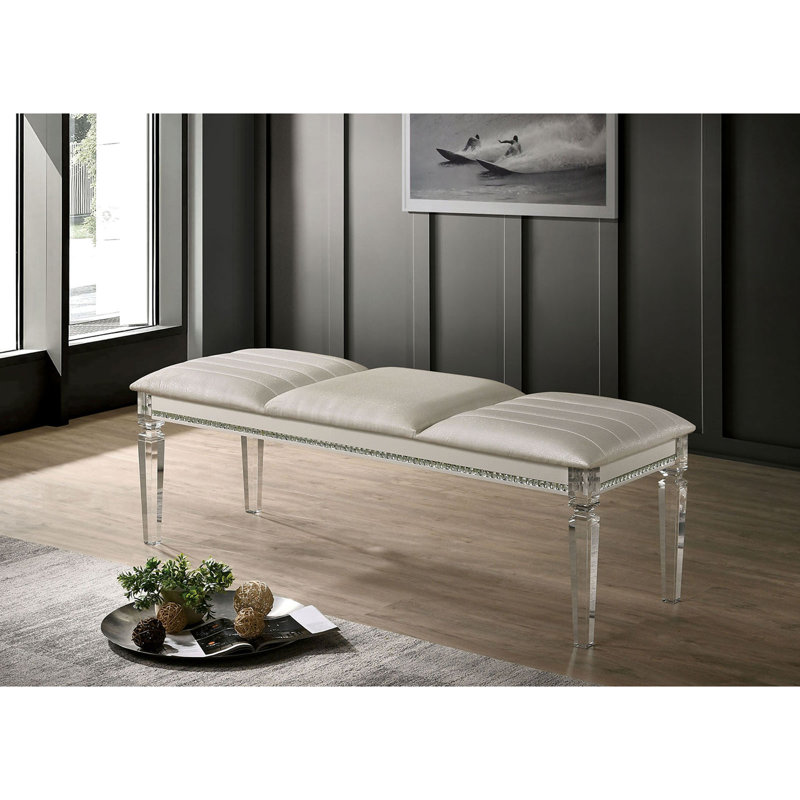 Elisabetta entryway bench, bedroom bench, dining bench, Beige, 19.63”H x  54”W x 18.13”D