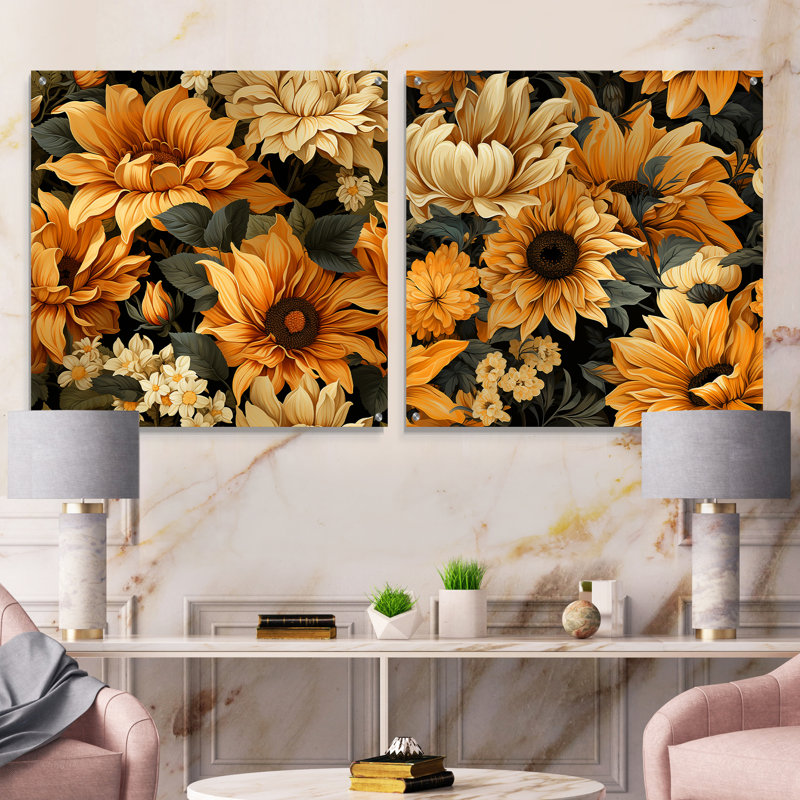 Tremiere - ensemble de 2 art mural en verre acrylique, H 16 po x l 33 po