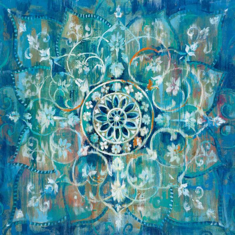 Mandala en bleu I, H 20 po x l 20 po