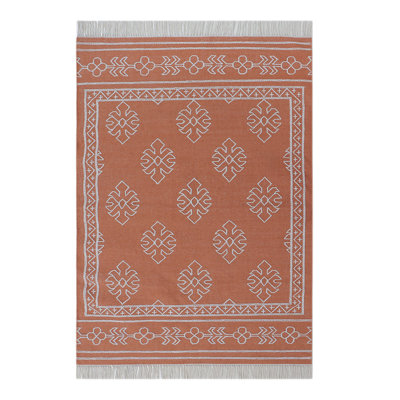 Geometric Area Rug in Orange