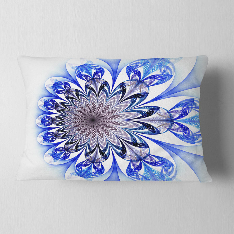 Art numérique fleur de fractale bleu clair - coussin décoratif imprimé floral