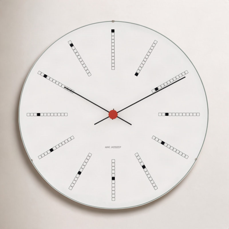 Bankers Wall Clock, Extra Large, White/Black/Red