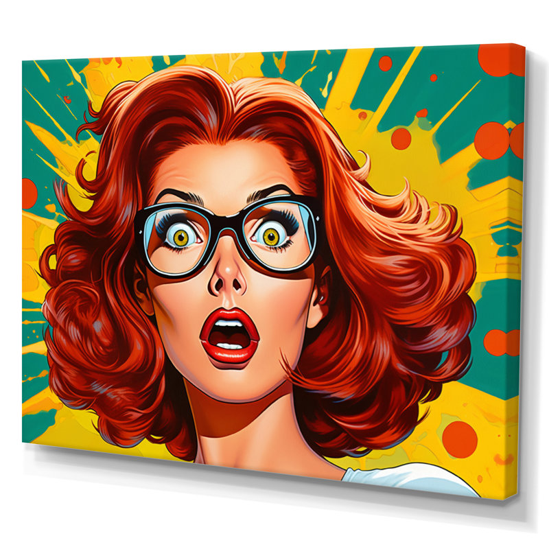 Pop Art Retro Portrait - reproduction sur toile, H 34 po x l 44 po x P 1,5 po, Toile tendue