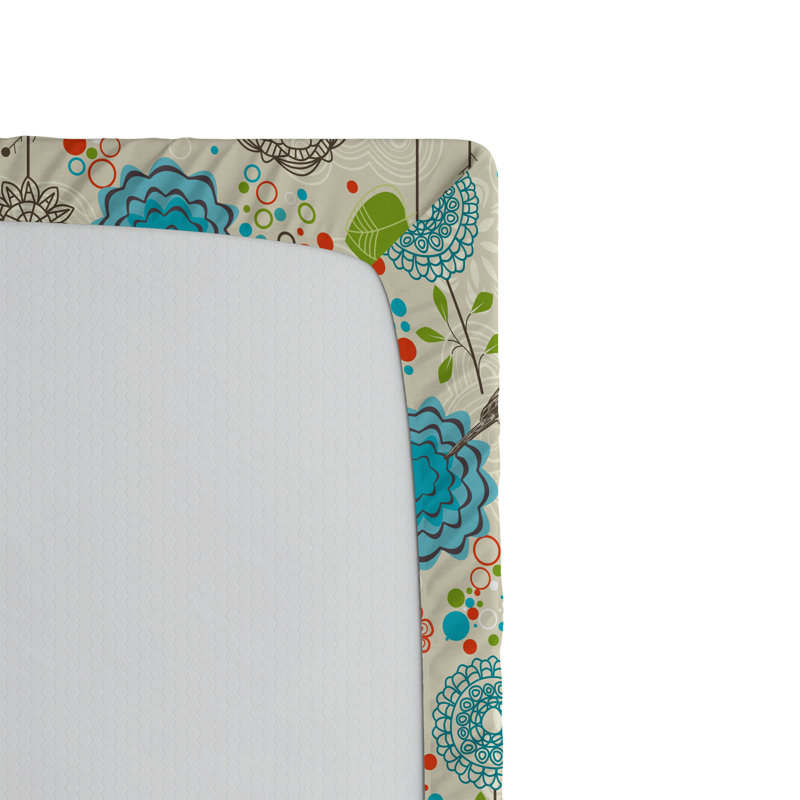 Drap-housse orange Ambesonne, Beige / rouge / floral bleu, Drap-housse pour lit simple TG
