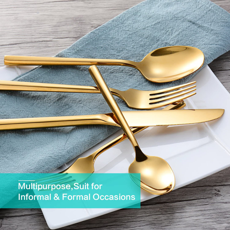 Ruya Company Stainless Steel Flatware Set - Service for 4, Gold
