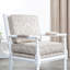 Fauteuil Spindle, finition blanche, tissu cachemire taupe