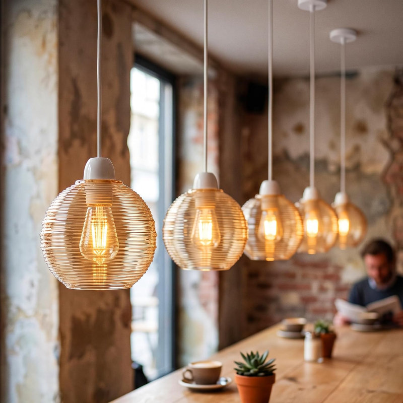 Glass Lamp Shade in Amber, Globe