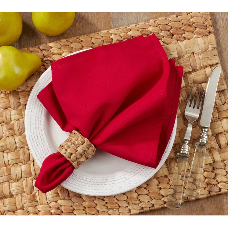 Polyester No Pattern Square Napkin, Red