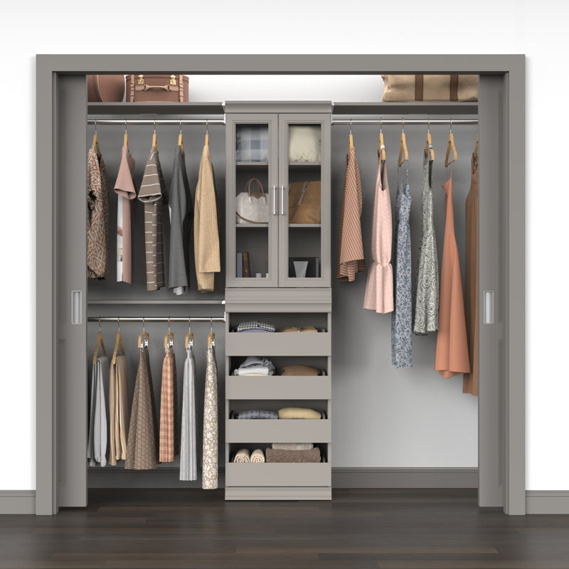 Modular Storage 21.38" W Shelving Unit with 3 Shelves, Taupe