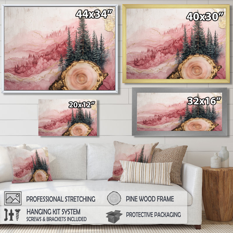 Glyndora Ruby Crystal Lake Into The Pine Forest III - lac, art mural, H 34 po x l 44 po, Toile tendue, Ne s'applique pas