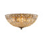 Plafonnier encastré en cristal antique à 4 lumières de style vintage bol français