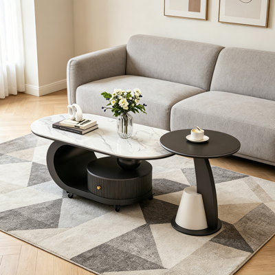 Table basse minimaliste avec tiroir à roulettes