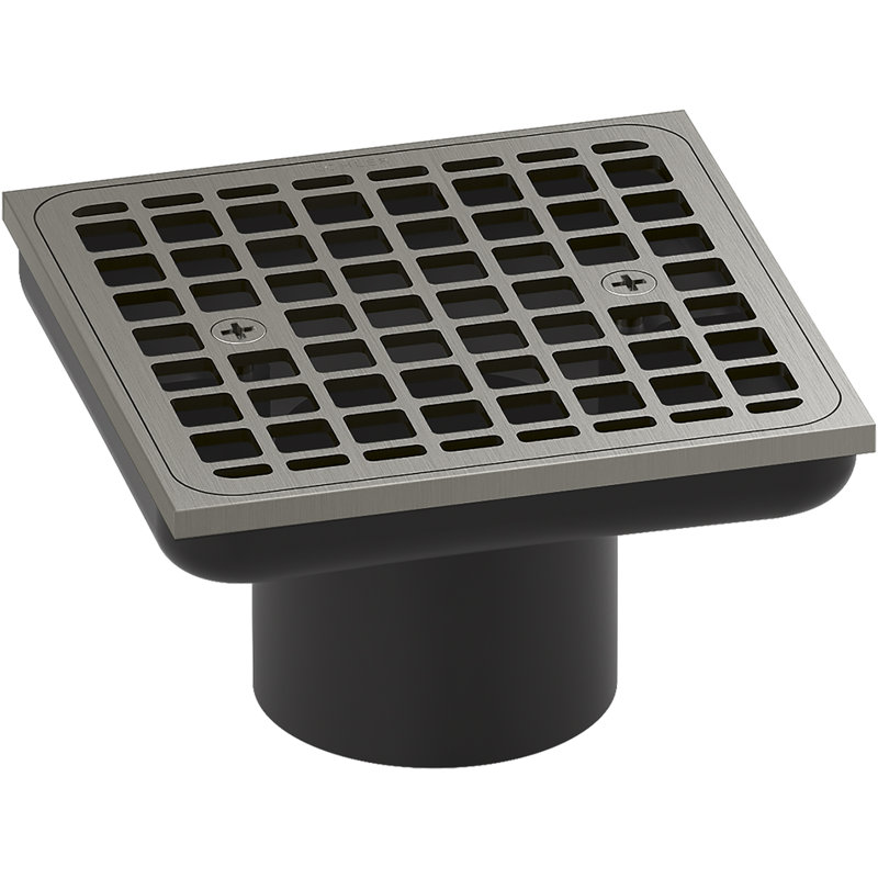 Bonde de douche carrée en laiton Clearflo (corps de bonde non inclus), Nickel brossé éclatant