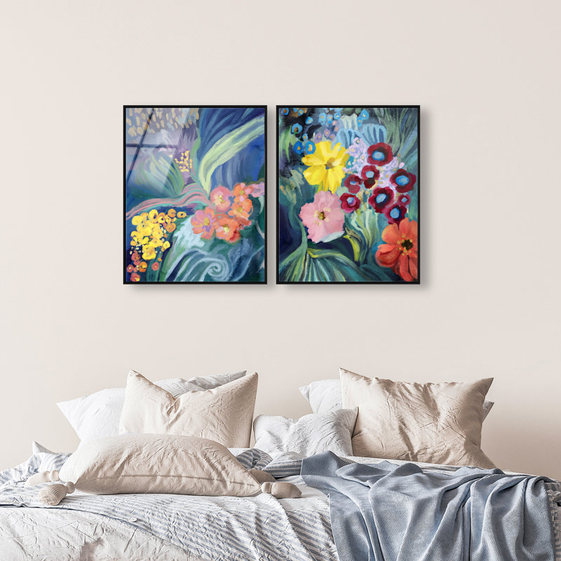 Spring Motion Set Set by Oliver Gal, 62"H x 50"W, Black Floater Frame