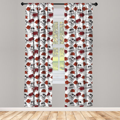 Skull Semi-Sheer Rod Pocket Sliding Panel