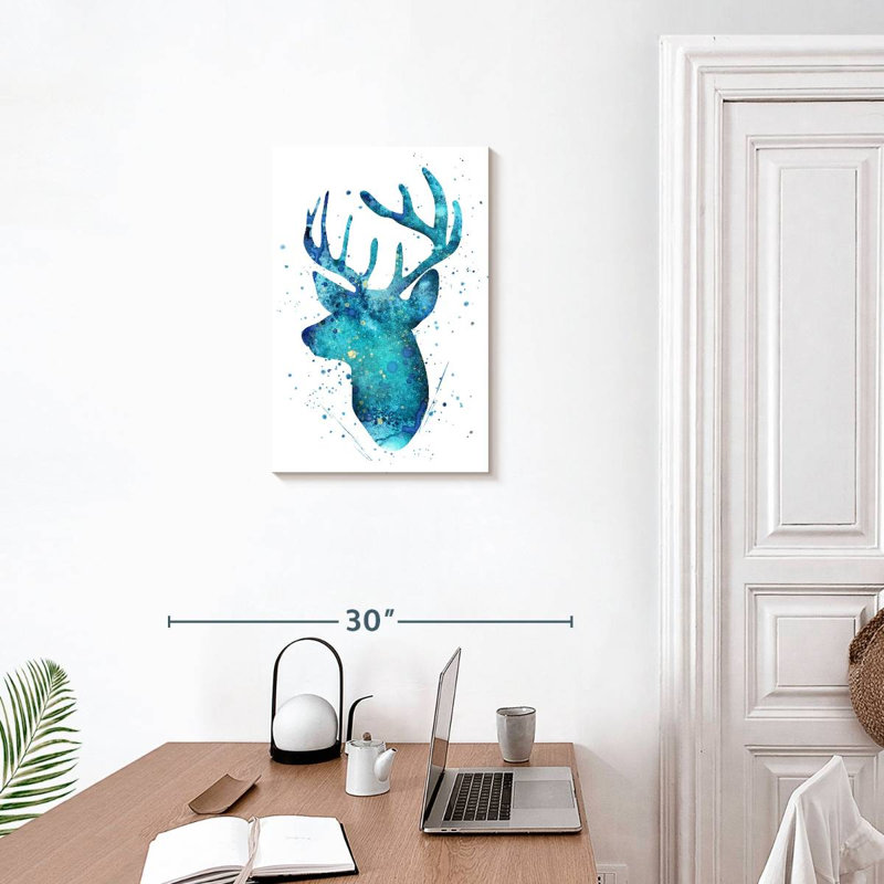 Cerf Brampt turquoise, H 24 po x l 16 po