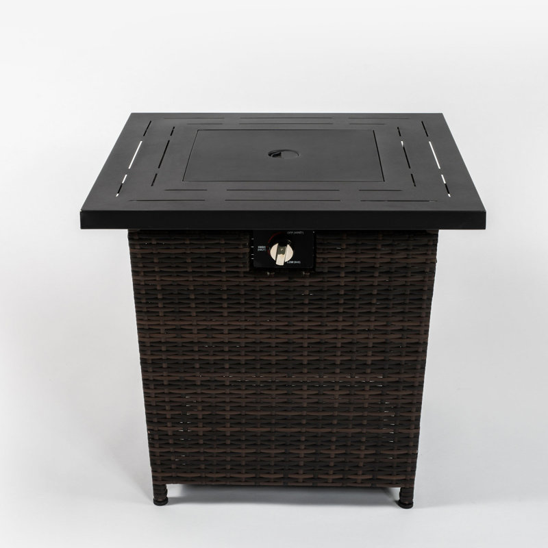 28Inch Wicker Square Fire Pit Table