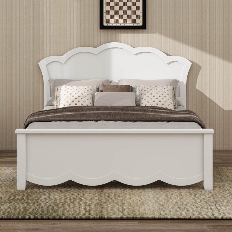 Platform Bed With Flower Shape Headboard, Full
