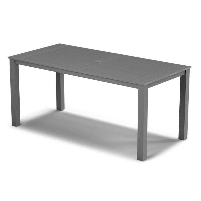 Table de salle à manger rectangulaire d'extérieur 67 po pour 6 personnes avec trou pour parasol pour terrasse de jardin, gris