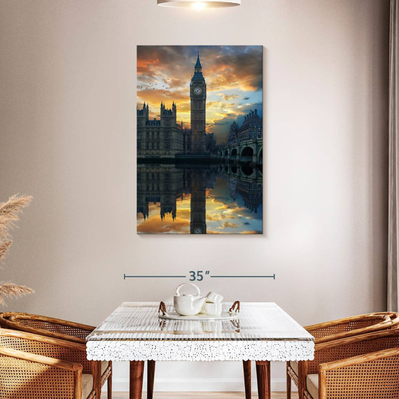 Aime Big Ben au coucher du soleil, H 45 po x l 30 po
