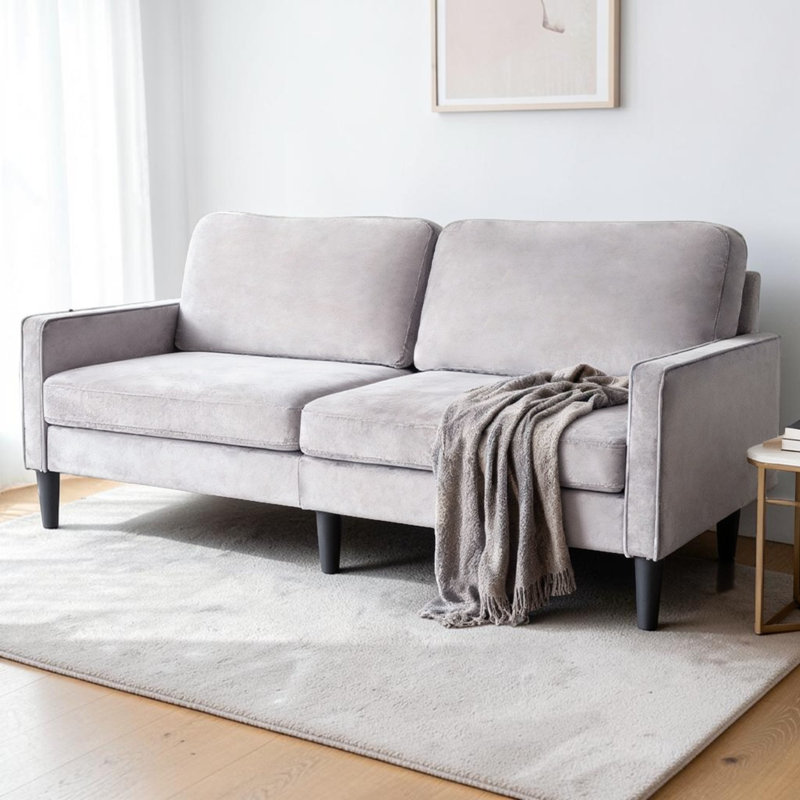 Canapé l 78 po, fauteuil inclinable en lin, housse amovible, coussins à ressorts, structure en bois massif, pour petits espaces