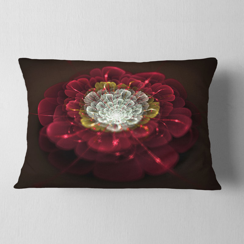 Coussin lombaire floral fractal, rouge