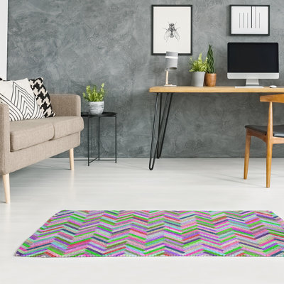 Tapis de zone rose chevrons