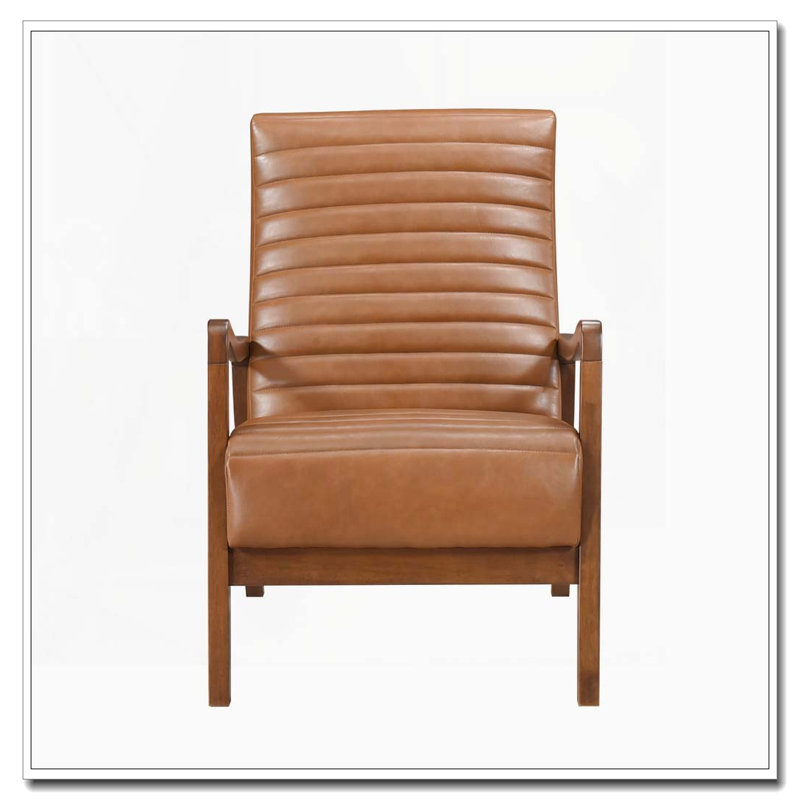 Chaise d'appoint en similicuir avec finition noyer