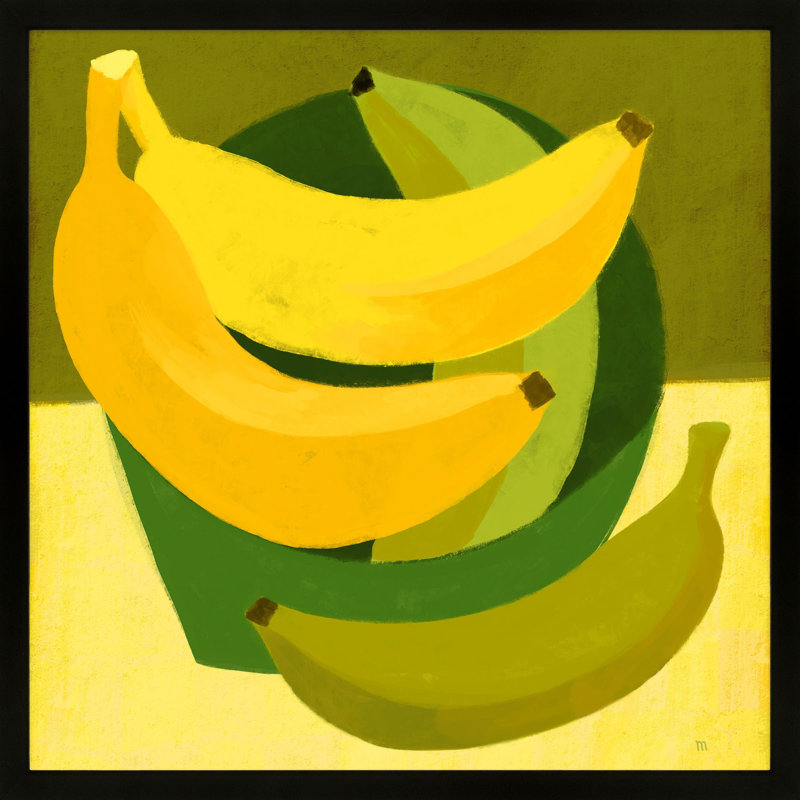 Sula Bananas - Painting on Paper, Noir, H 16 po x l 16 po x P 1,25 po