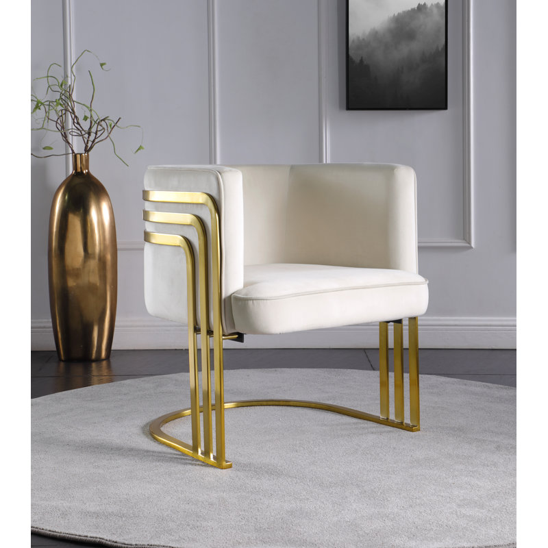Loicel Velvet Barrel Chair, Cream Velvet