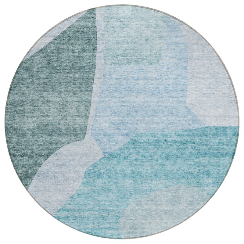 Chereka Washable Abstract Indoor / Outdoor Rug, Round 8'