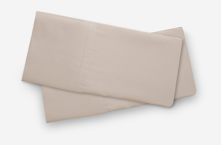 King Medium Beige Cotton and Silk Pillowcase Set
