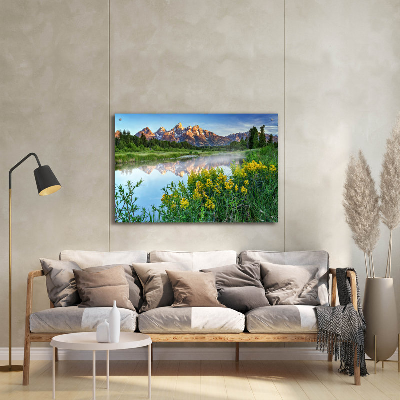 Art mural en verre Teton Wildflowers par Rick Berk, H 24 po x l 36 po x P 0,2 po