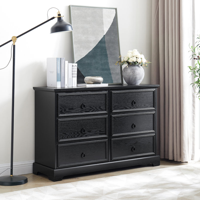 Commode moderne pour chambre à coucher 6 - Bois noir avec tiroirs spacieux à l'intérieur
