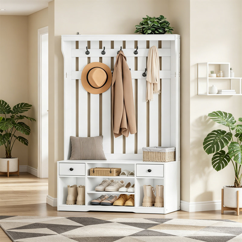 9 - Hook Coat Rack, White