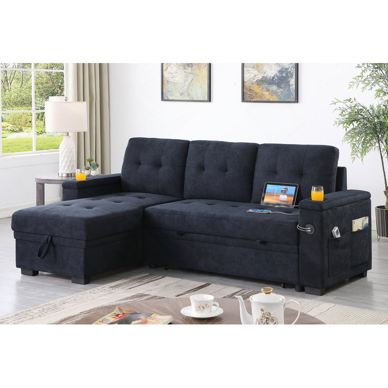 Dark Gray Fabric With Square Arms Sofa