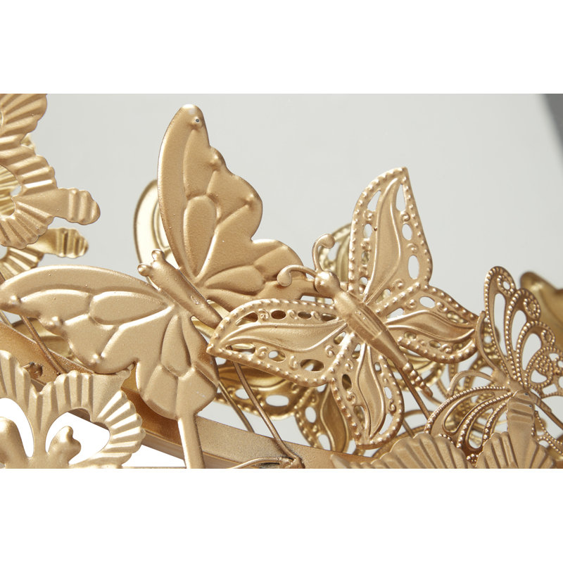 Mariko Gold Metal 3D Butterfly Wall Mirror 28" x 5" x 28"