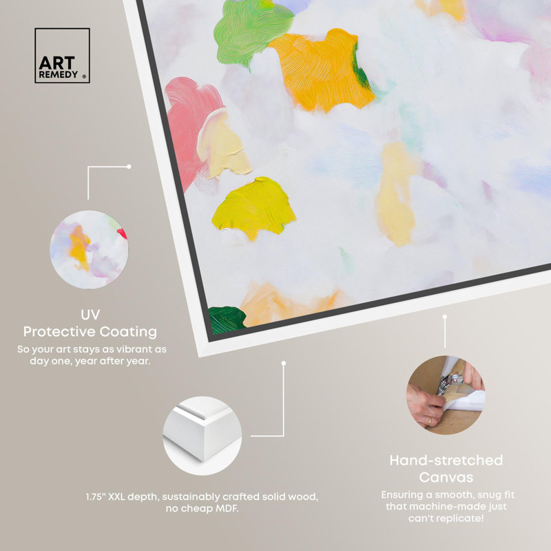 Colorfield Patches I Canvas Colorful Abstract by , White Floater Framed, 17" H x 17" W