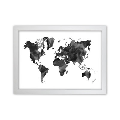 Watercolour World Map - Black 1 Piece Wall Art