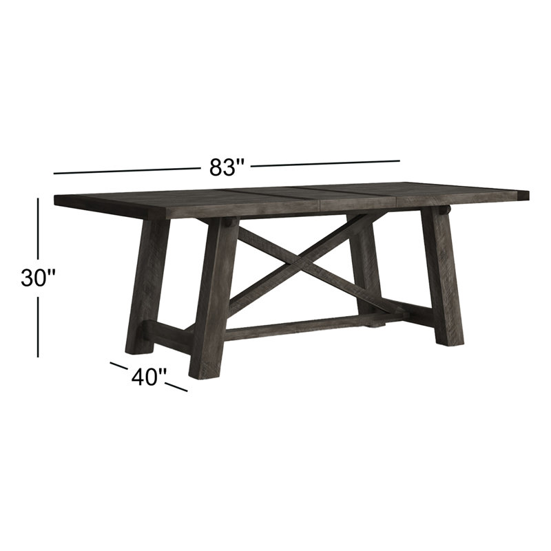 Table de salle à manger à rallonge Bianca, Gris récupéré