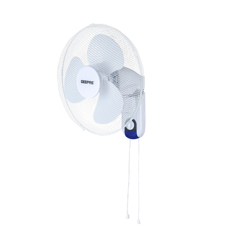 GEEPAS 16-Inch Wall Mounted Fan, 45W Electric Cooling Fan for Home or Office Use | 3 Speed Settings with Oscillating/Rotating Feature, 3 Leaf AS Blades