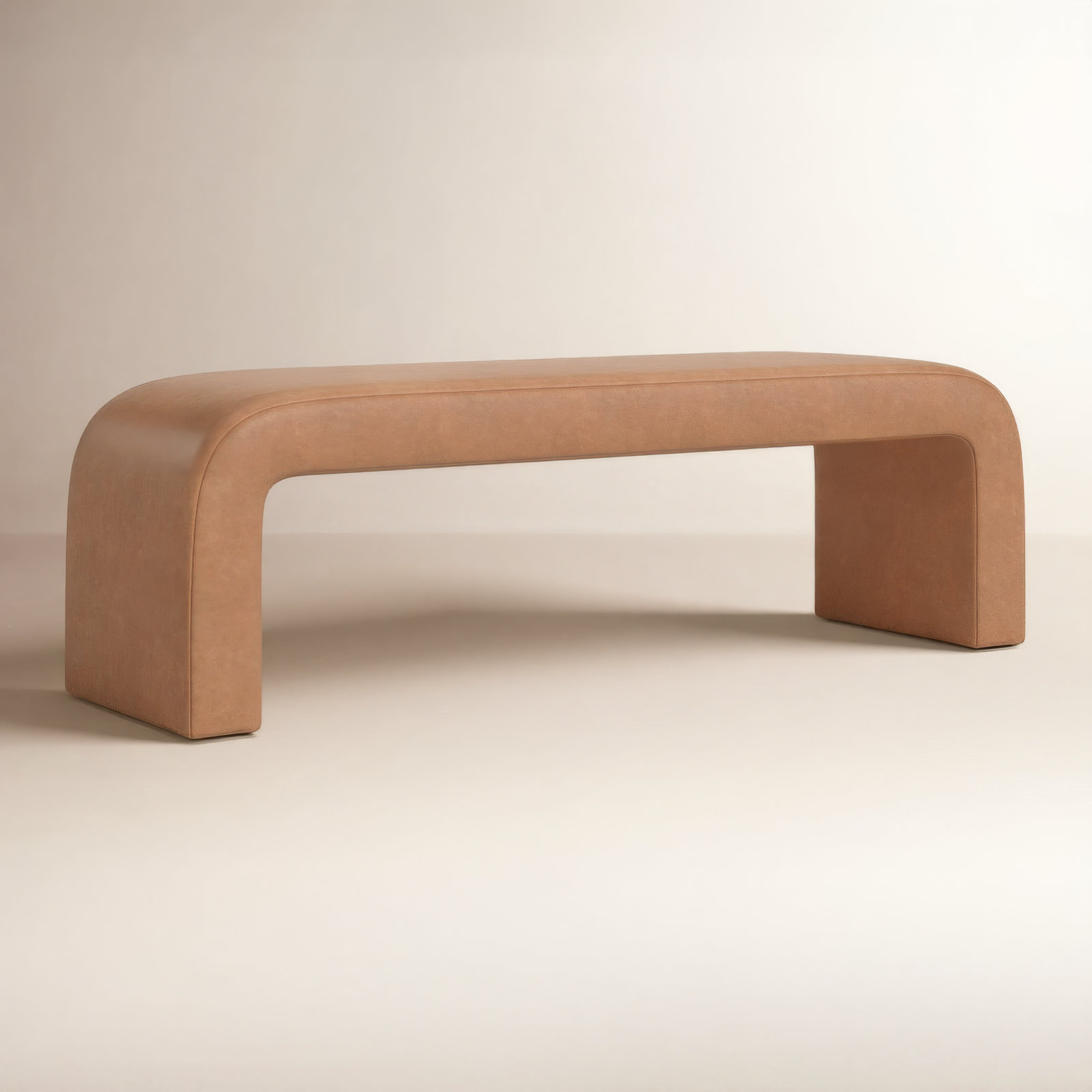 Daine 62" Linen Bedroom Bench, Camel Vegan Leather