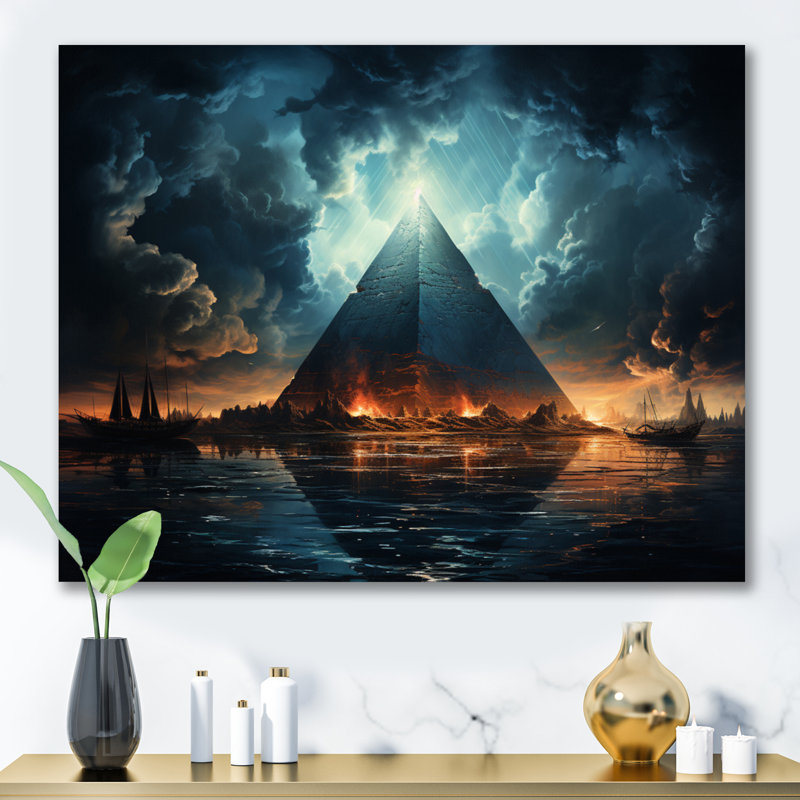 Pyramide réverbération monochrome sur toile, Toile tendue, H 30 po x l 40 po x P 1,5 po