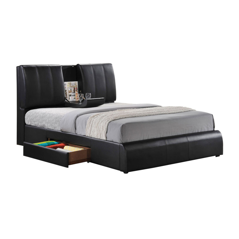 Upholstered Bookcase Storage Bed