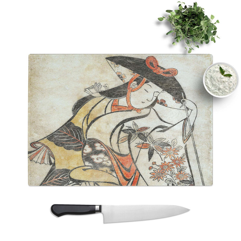 Glass Kabuki Actor by Torii Kiyonobu Chopping Board, 39 cm W x 28.5 cm L
