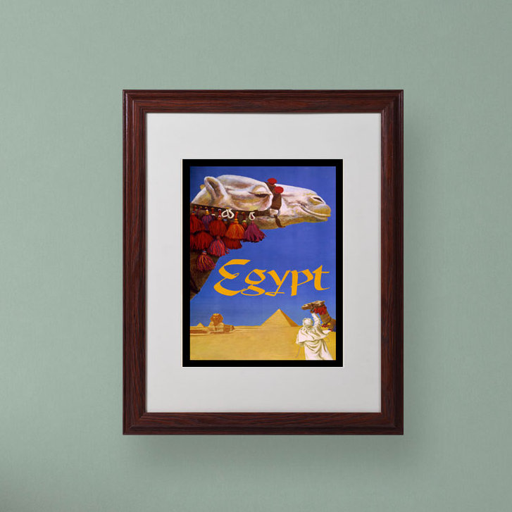 Affiche rétro sur toile encadrée pomme « égypte », H 14 po x l 11 po x P 0,5 po, Brun