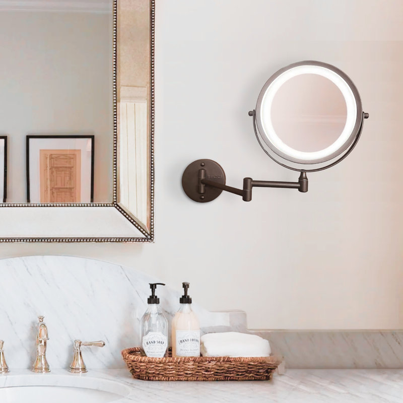 Miroir de maquillage / rasage moderne et contemporain, 13,25 po x 18,5 po, Nickel satiné
