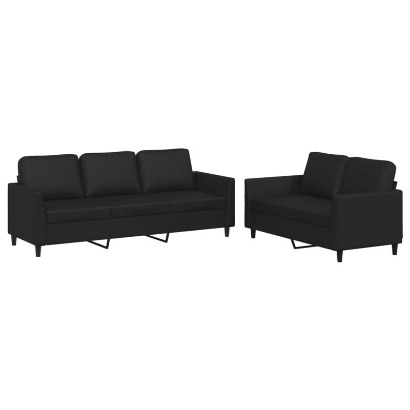 Canapé rembourré Adedapo, Polyuréthane noir, Noir