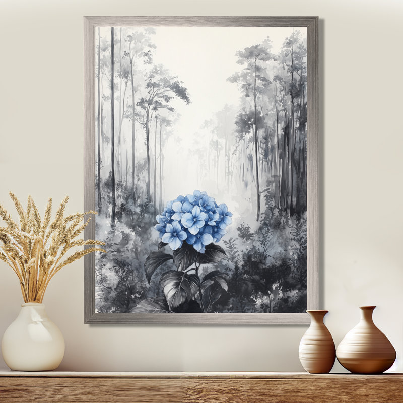 Halesowen - Floral Canvas Wall Art, H 40 po x l 30 po, Picture Framed, Argent argent